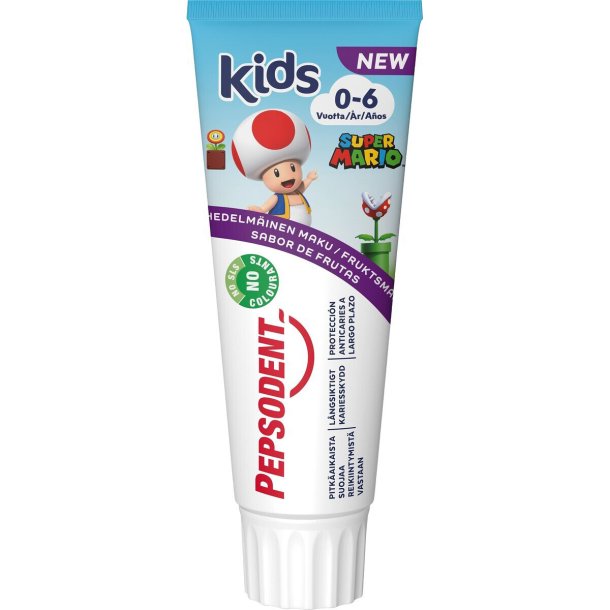 B�rnetandpasta PEPSODENT Kids Tandpasta 0�6 �r � Super Mario (75 ml.)