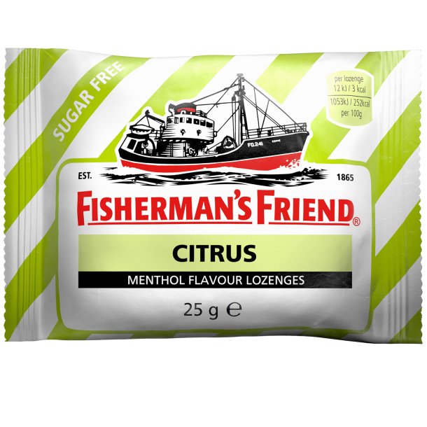  FISHERMAN�s FRIEND Sukkerfrie halstabletter Fisherman�s Friend Citrus (25g) � Friskhet med en syrlig twist 🍋
