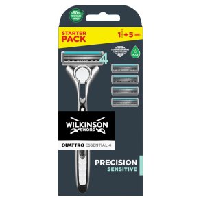 Wilkinson Sword Quattro Essential 4 Precision Sensitive  Startpaket (1 rakhyvel + 5 blad)