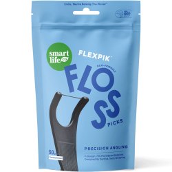 SmartLifEco FlexPik Charcoal Flosspicks � Effektiv tanntr�d med aktivt kull (50 stk.)