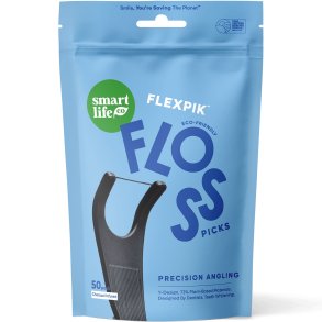 SmartLifEco FlexPik Charcoal Flosspicks � Effektiv tanntr�d med aktivt kull (50 stk.)