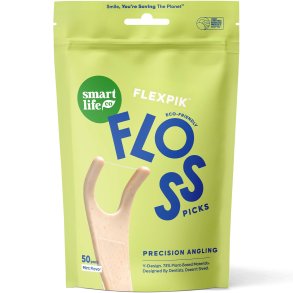 SmartLifEco FlexPik Mint Floss Picks � Bærekraftig tanntråd med frisk mintsmak (50 stk.)