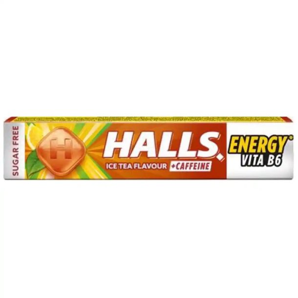 HALLS Keelpastilles Energy Ice Tea Flavour + Caffeine 32g