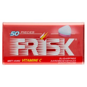 FRISK Strawberry Vitamin C  Suikervrije mintpastilles met aardbeiensmaak (Blikje 35g)