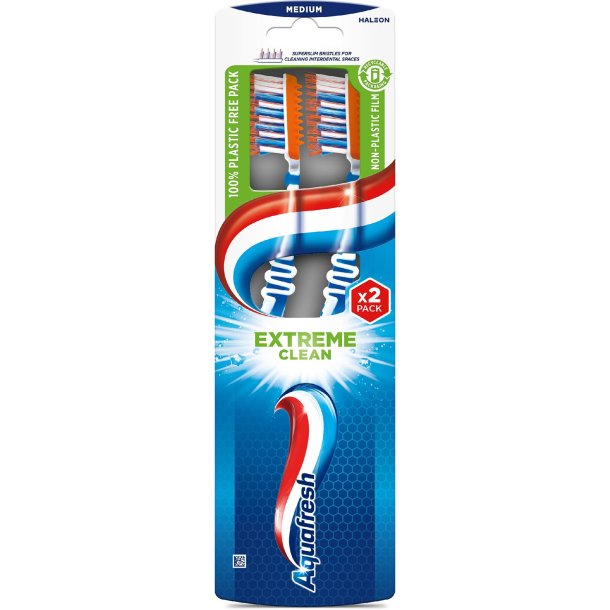 AQUAFRESH Extreme Clean Medium Tandborstar � 2 st.