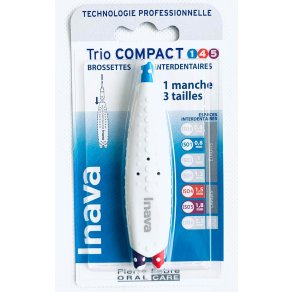 Inava Trio Compact Mellomromsbørster ISO 1, 4 & 5  3 Størrelser i Én Praktisk Håndtak