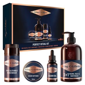 Kopi af Kopi af KING C. Gillette Geschenkbox mit Rasierer, 5 Rasierklingen, Gel und Bartreiniger