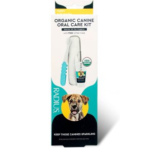 Radius Organic Canine Oral Care Kit til Hvalpe � �kologisk Tandplejes�t med Ekstra Bl�d Tandb�rste