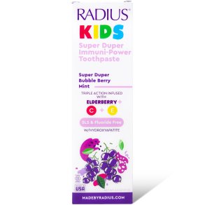Naturlig Hydroxyapatit Barnetannkrem RADIUS Kids Super Duper Immuni-Power Bubble Berry Mint – 71 g