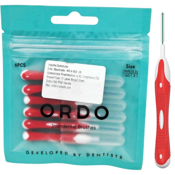 Kopi af Ordo mellemrumsb�rster 0,45 mm (ISO 1) � Sk�nsom og effektiv reng�ring mellem t�nderne (6 stk.)