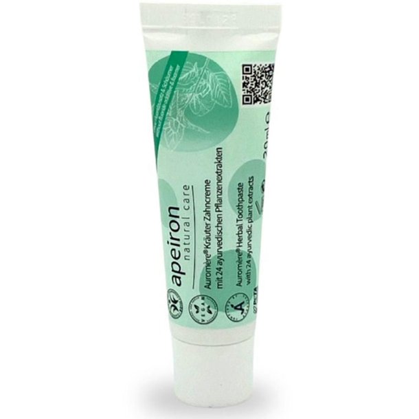 Apeiron Aurom�re Herbal � Fluorfri ayurvedisk �rt Toothpaste med miswak och 24 v�xtextrakt (20 ml)