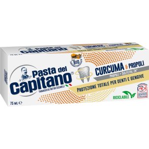 Pasta del Capitano Curcuma & Propolis Tandkräm 75 ml  Naturlig munvård med fluor, gurkmeja och propolis