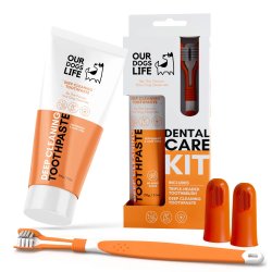 DogsLife Dental Care Kit � komplettes Zahnpasta-Pflegeset für Hunde mit Zahnpasta, dreifacher Zahnbürste und Fingerbürsten