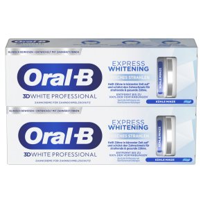 Oral-B 3D White Professional Express Whitening 2 x 75 ml. � Zahnpasta mit k�hler mint f�r ein sichtbar wei�eres L�cheln
