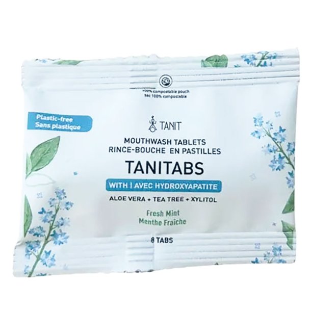 Naturliga munvatten-tabletter med Hydroxyapatit &amp; Xylitol TANITABS Fresh Mint - 8 st.