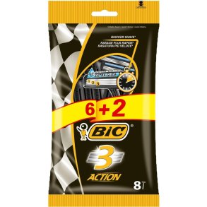 BIC 3 Action Engangsh�vler – 8 stk.