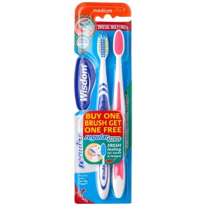 Wisdom Fresh Regular Medium Tannb�rster med Tungeskrape � Medium � 2 stk.
