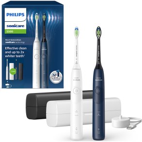 Philips Sonicare 5500 Duo Pack � 2 elektrische Zahnb�rsten mit Sonic-Technologie, Reiseetuis & USB-Ladeger�t