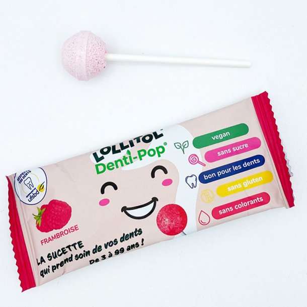 Lollitol Denti-Pop Framboos � suikervrije lolly met xylitol 6g