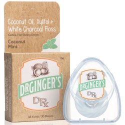 Dr. Ginger's Coconut Oil, Xylitol &amp; White Charcoal Floss Coconut Mint 30 mtr.