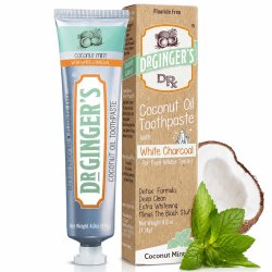 Dr. Ginger's Coconut Oil White Charcoal Coconut Mint � Fluorvrije tandpasta met kokosolie en wit actief kool (114g)