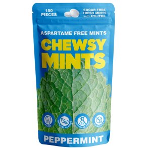 Chewsy Mints Peppermint � Sukkerfri Mintpastiller med 96% Xylitol (150 stk.)