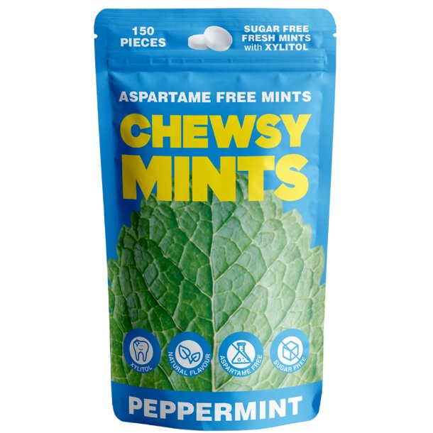 Chewsy Mints Peppermint � Suikervrije Mintpastilles met 96% Xylitol (150 st.)