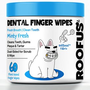 Roofus Dental Finger Wipes Minty Fresh � Fingertv�ttar f�r tandv�rd av hundar och katter (60 st.)