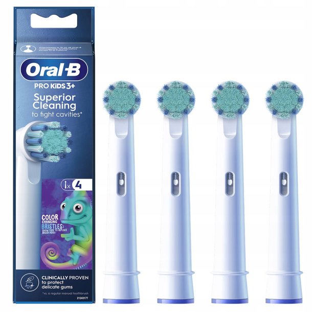 Oral-B Pro Kids 3+ Chameleon borsthuvuden – extra mjuka borsthuvuden f�r barn, 4 st.