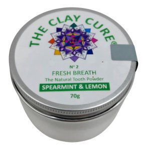 The Clay Cure Fresh Breath No. 2 Spearmint & Lemon – naturligt tandpulver utan fluor (70g)