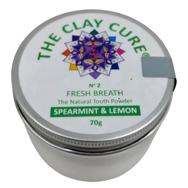The Clay Cure Fresh Breath No. 2 Spearmint &amp; Lemon � naturligt tandpasta pulver uden fluor (70g)