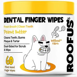 Roofus Dental Finger Wipes med Peanut Butter – tandreng�rande fingerservetter f�r hundar (60 st.)