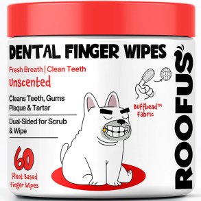 Roofus Dental Finger Wipes Unscented – tandservetter f�r hund (60 st.)