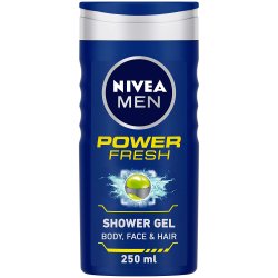 NIVEA MEN Power Fresh Shower Gel � voor lichaam, gezicht en haar, 250 ml