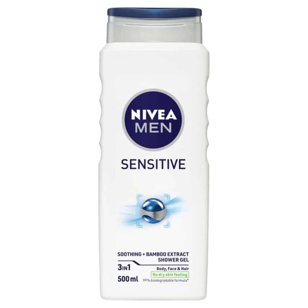 NIVEA MEN Sensitive 3-in-1 Shower Gel – voor lichaam, gezicht en haar, 500 ml