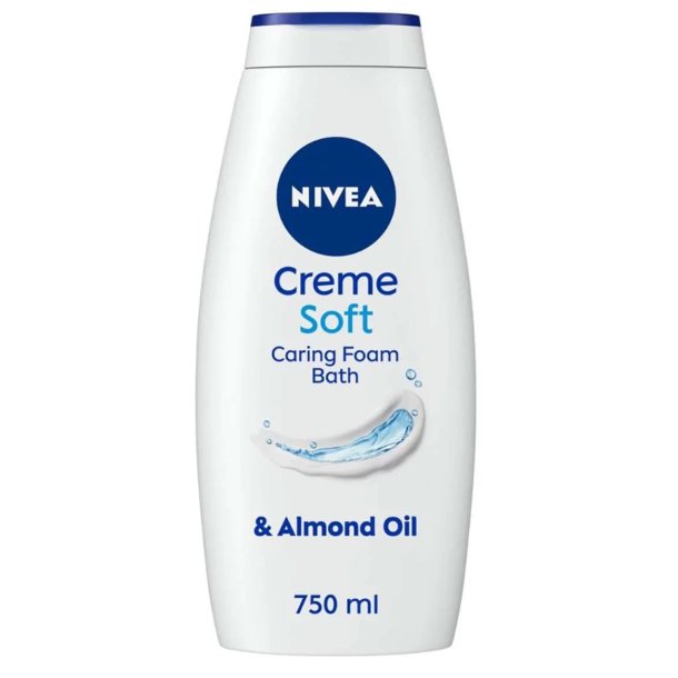 NIVEA Creme Soft Caring Foam Bath – verzorgend badschuim met amandelolie, 750 ml
