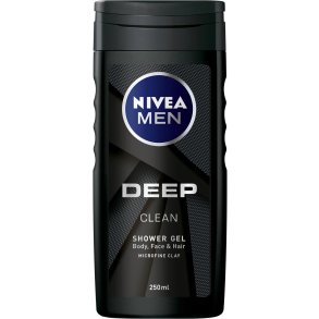 NIVEA MEN Deep Clean 3-in-1 Shower Gel – voor lichaam, gezicht en haar, 250 ml