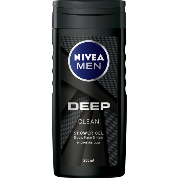 NIVEA MEN Deep Clean 3-in-1 Shower Gel – voor lichaam, gezicht en haar, 250 ml