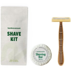 Bambovement Shave Kit – barberscheermes met bamboe handvat en scheerzeep