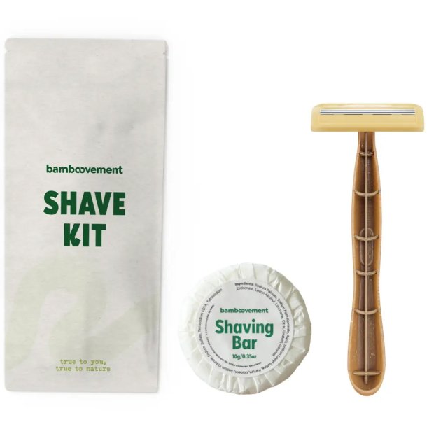 Bambovement Shave Kit – barberscheermes met bamboe handvat en scheerzeep