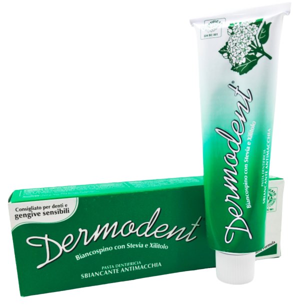 Dermodent Whitening Zahnpasta mit Wei�dorn, Stevia und Xylitol – fluoridfrei – 100 ml
