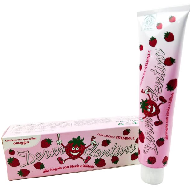 Dermodentino kindertandpasta met aardbeiensmaak, stevia en xylitol � 75 ml