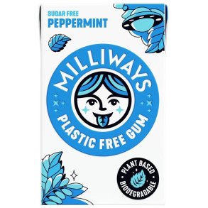Milliways Peppermint sukkerfrit tyggegummi med xylitol � plastfrit og plantebaseret (19g)