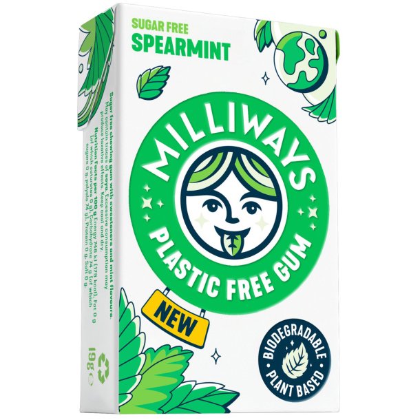 Kopi af Milliways Peppermint sukkerfrit tyggegummi med xylitol � plastfrit og plantebaseret (19g)