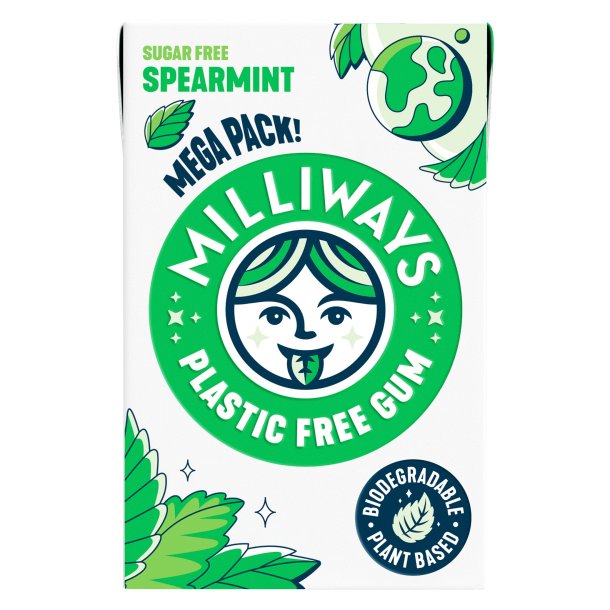 Kopi af Kopi af Milliways Peppermint sukkerfrit tyggegummi med xylitol � plastfrit og plantebaseret (19g)