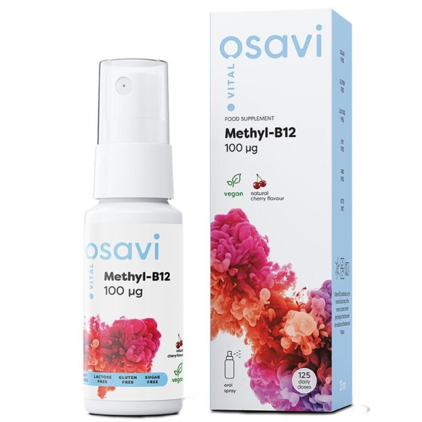 Osavi Methyl-B12 mundspray 100 �g med xylitol og kirseb�rsmag � 25 ml