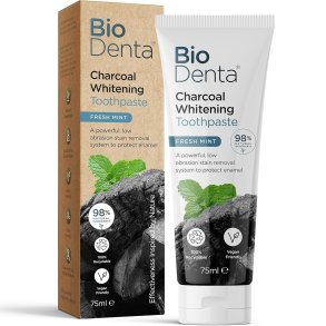 BioDenta Charcoal Whitening tandpasta med aktivt kul og hydroxyapatit � 75 ml