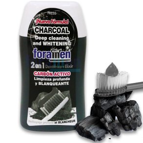 Foramen 2-i-1 Charcoal tandpasta og mundskyl med aktivt kul (100 ml.)