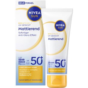 Nivea Sun UV Face Mattifying solkr�m SPF 50+ med 12+ timmars anti-glans effekt (40 ml)