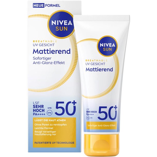 Nivea Sun UV Face Mattifying solkr�m SPF 50+ med 12+ timmars anti-glans effekt (40 ml)